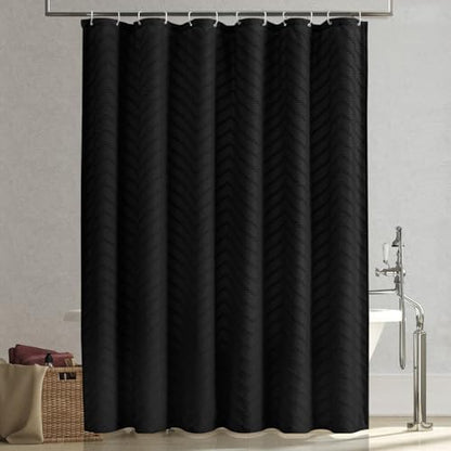 Black Boho Fabric Shower Curtain 72 x 74 Inches