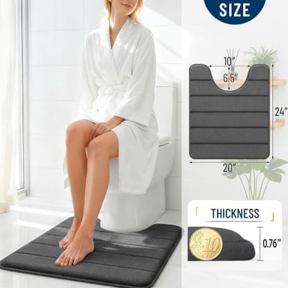 OLANLY Memory Foam Toilet Rugs U Shaped 24x20, Super Soft and Absorbent