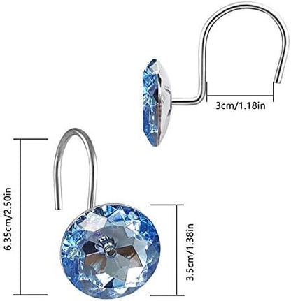 12 Pcs Bling Rhinestones Shower Curtain Hooks Bathroom Rolling Hooks