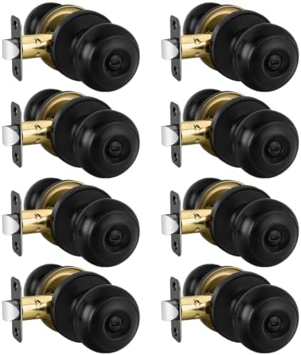 Haidms 8 Pack Matte Black Door Knobs Interior Privacy, Black Interior Door Knobs for Bedroom or Bathroom Classic Round Doorknobs Hardware