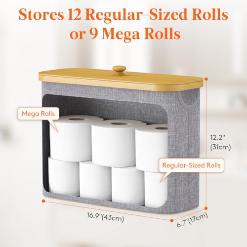Lifewit Toilet Paper Storage Holder, Large Stand Basket, 23L, Light Gray
