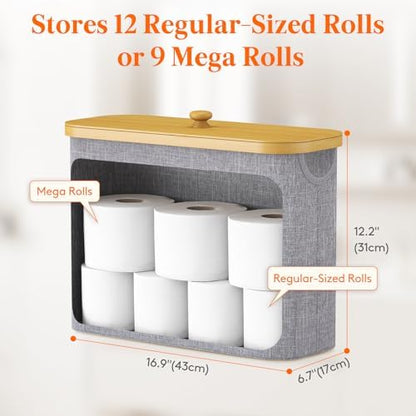 Lifewit Toilet Paper Storage Holder, Large Stand Basket, 23L, Light Gray