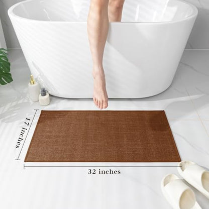 chakme Bathroom Rugs Mat 32x17, Ultra Thin Non Slip Bath Mat Quick Dry Absorbent Bath Mat for Bathroom, (Rust, 32"x17")