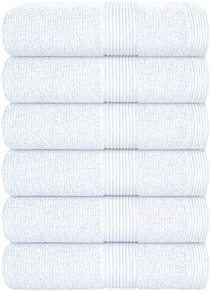 Belizzi Home Ultra Soft 6-Piece Hand Towel Set 16x28-100% Ringspun Cotton - Durable & Highly Absorbent Hand Towels - Ideal for use in Bathroom, Kitchen, Gym, Spa & General Cleaning - White