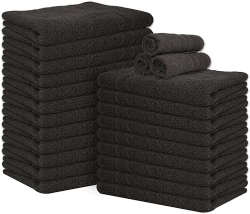 Cinara Bed & Bath Premium 100% Cotton Hand Towels – Soft, Quick Dry & Highly Absorbent – 16x27 Inches, Pack of 24 – Ideal for Bathroom, Salon, Gym, Spa & Everyday Use – Charcoal Grey