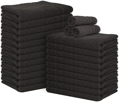 Cinara Bed & Bath Premium 100% Cotton Hand Towels – Soft, Quick Dry & Highly Absorbent – 16x27 Inches, Pack of 24 – Ideal for Bathroom, Salon, Gym, Spa & Everyday Use – Charcoal Grey