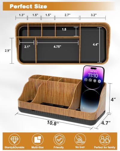 Bathroom Counter Organizer and Storage, 7 Slots Detachable Toothbrush Holders for Bathrooms, Anti-Slip Electric Toothbrush and Toothpaste Holder Countertop