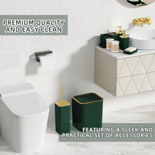 XLHOMO Bathroom Accessory Set - 26PC Bathroom Shower Curtain and Rug Set, Bathroom Accessories Set, Green Bathroom Set with Trash Can, Toilet Brush, Qtip Holder & Soap Dispenser
