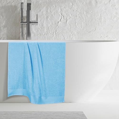 GLAMBURG Cotton 2 Pack Oversized Bath Sheet 35 x 70, Large Bath Sheet, Ultra Absorbent, Compact, Eco-Friendly and 100% Recyclable, Quick Drying and Lightweight Towel - Sky Blue