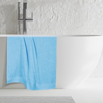 GLAMBURG Cotton 2 Pack Oversized Bath Sheet 35 x 70, Large Bath Sheet, Ultra Absorbent, Compact, Eco-Friendly and 100% Recyclable, Quick Drying and Lightweight Towel - Sky Blue