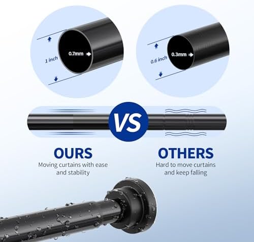 Mcrbeay Shower Curtain Rod, 1" Diameter Heavy Duty Tension Shower Rod