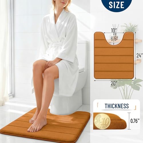 OLANLY Memory Foam Toilet Rugs U Shaped 24x20, Super Soft and Absorbent