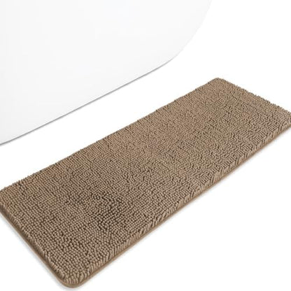 Bathroom Runner Rug 47 x 17 Inch – Long Bath Mat | Absorbent and Washable Thick Chenille Bath Rug Non-Slip Runner Rug for Bathroom, Shower, Sink(Taupe)