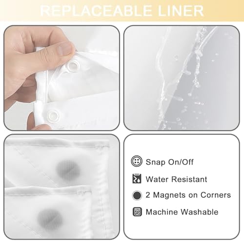 No Hook Shower Curtain and Liner Set for Bathroom, Ombre Yellow, 71" x 74"