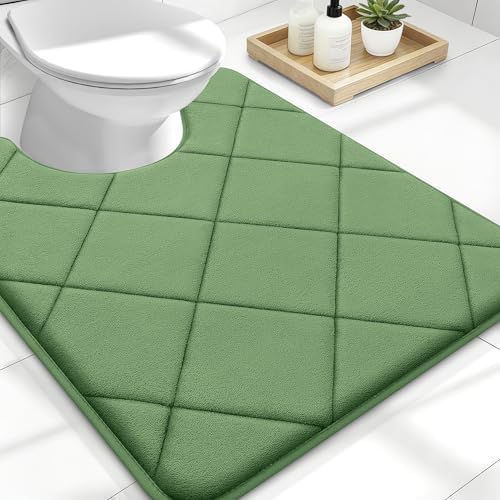 OLANLY Memory Foam Toilet Rugs U-Shaped 24x20, Ultra Soft and Absorbent