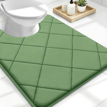 OLANLY Memory Foam Toilet Rugs U-Shaped 24x20, Ultra Soft and Absorbent