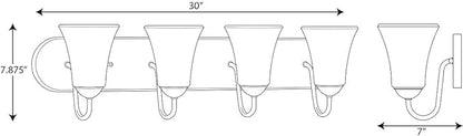 Progress Lighting Classic Collection 4-Light Etched Glass Traditional Bath Vanity Light Matte Black, 7-7/8" x 30"