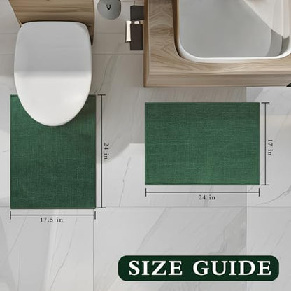 YIHOUSE Bathroom Rugs Thin Bath Mat Sets 4 Pieces Quick Dry,Green