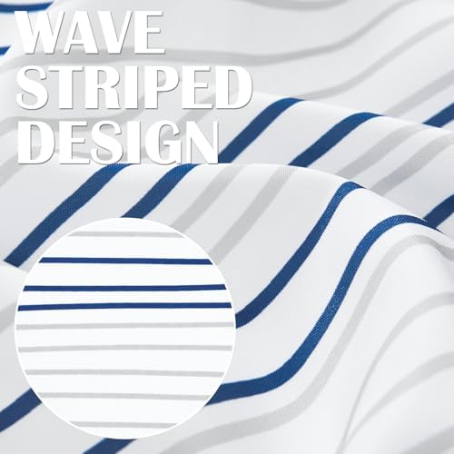 jinchan Blue Grey White Casual Striped Shower Curtain Modern Waterproof Fabric Aesthetic Abstract Shower Curtains for Bathroom Spa Hotel with 12 Hooks 70x72 inches