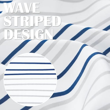 jinchan Blue Grey White Casual Striped Shower Curtain Modern Waterproof Fabric Aesthetic Abstract Shower Curtains for Bathroom Spa Hotel with 12 Hooks 70x72 inches