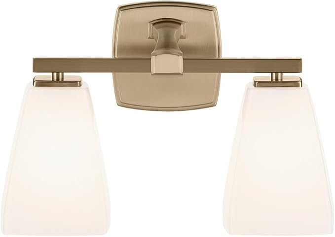 Kichler Marant 14.25" 2-Light Vanity Light with Opal Glass in Champagne Bronze, for Bathroom, Powder Room, Over a Mirror, (14.25" W x 9.5" H), 55215CPZ