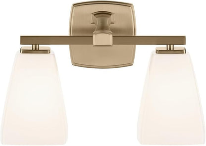 Kichler Marant 14.25" 2-Light Vanity Light with Opal Glass in Champagne Bronze, for Bathroom, Powder Room, Over a Mirror, (14.25" W x 9.5" H), 55215CPZ