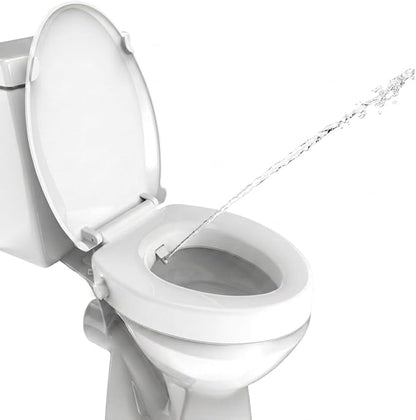 Raised Bidet Toilet Seat, Elongated 18.5", Soft Close | 2.91" raised height, dual self-cleaning nozzles, front & rear wash, quick release, non-electric, secure fit