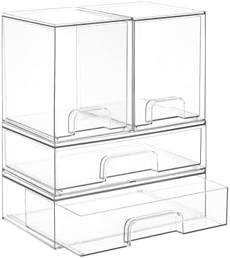 Vtopmart Clear Stackable Storage Drawers Set of 4, Baby Bottle Organizer