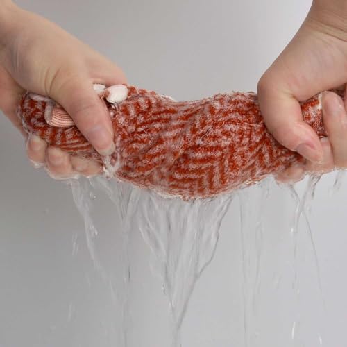 Cleanbear Hand Towels with Herringbone Stripes - Cotton, 4 Pack Coral