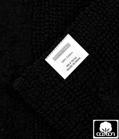 COTTON CRAFT Bath Rugs - 2 Pack Large 20x30 Soft Plush Bath Mats - Black