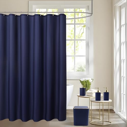 XLHOMO 26PC Bathroom Accessories Set - Gorgeous Blue Bathroom Set, Bathroom Accessory Set, Navy Blue Shower Curtain Set with Bathtub Mats for Shower Tub