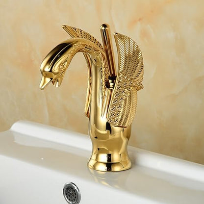 Vintage Brass Bathroom Faucet Retro Hot & Cold Water Sink Mixer Tap Gold Finish Short Design for Stylish Home Decor