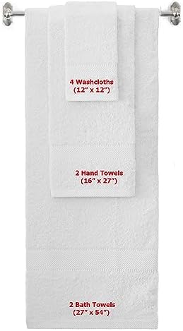 BY LORA 8-Pc Cotton Towel Set, Quick Dry Hotel Bath Hand Washcloths, Red