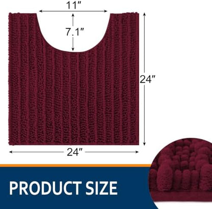 Smiry Bathroom Toilet Rugs U Shaped 24x24, Chenille Bath mats for Toilet