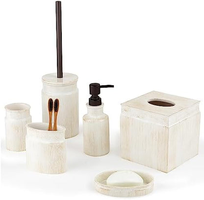 Creative Scents Rustic Luxe Beige 6 Piece Bathroom Accessories Set