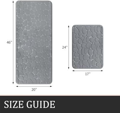YIHOUSE Bathroom Rugs Mat Set, Memory Foam Bath Mat 2 Piece Gray