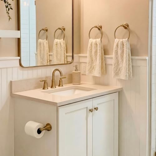 SmoothNovelty 2 Pcs Beige Floral Jacquard Hand Towels for Bathroom