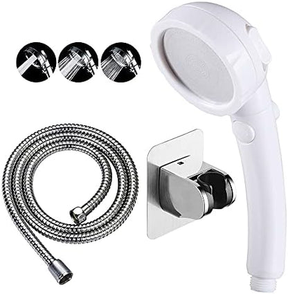 KAIYING RV & Camper High Pressure Handheld Shower Head with Pause Button | 3 Spray Modes with ON/OFF Switch, Detachable Dog Shower Attachment, Drill-Free Pet Shower Wand with Bracket & Hose, White
