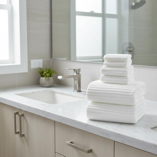 6 Piece Bath Towel Set, 30"x60" Microfiber Towels,White