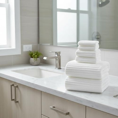 6 Piece Bath Towel Set, 30"x60" Microfiber Towels,White