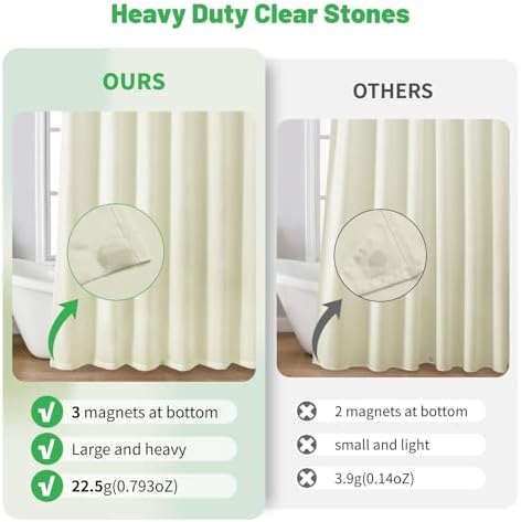 eachope Long Waterproof Fabric Shower Curtain Liner,72x78 Inch Cream