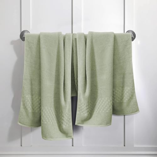 Feather & Stitch 100% Cotton 625 GSM Bath Towel Set of 6, Ultra Soft Highly Absorbent 2 Bath Towels, 2 Hand Towels & 2 Washcloth - Luxury Quick Dry Shower Towels (Sage Green)