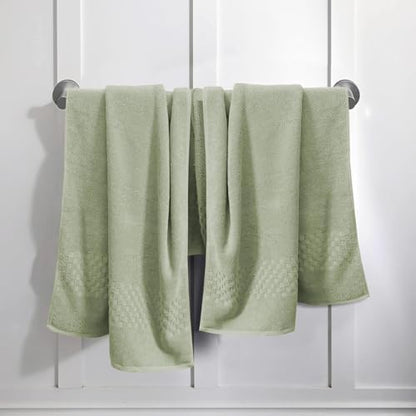 Feather & Stitch 100% Cotton 625 GSM Bath Towel Set of 6, Ultra Soft Highly Absorbent 2 Bath Towels, 2 Hand Towels & 2 Washcloth - Luxury Quick Dry Shower Towels (Sage Green)