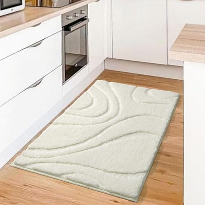 DEXDE Bathroom Rugs 20x32 Non Slip Bath Mats for Floor Shower Tub, White
