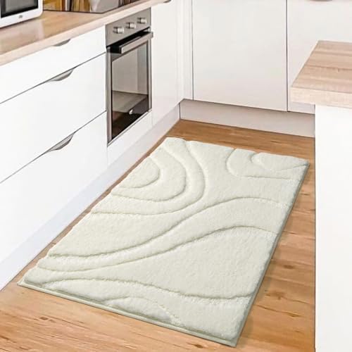 DEXDE Bathroom Rugs Non-Slip Mat for Bathroom Floor Tub Shower, 24x36 White
