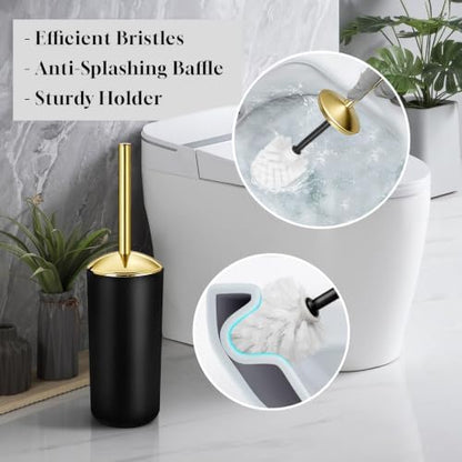 Bathroom Set, 10Pcs Bathroom Shower Curtain Sets with Hooks, Bathroom Accessories Set with Trash Can, Bathroom Accessories Sets Complete with Shower Curtain Set, Black Bathroom Accessory Set