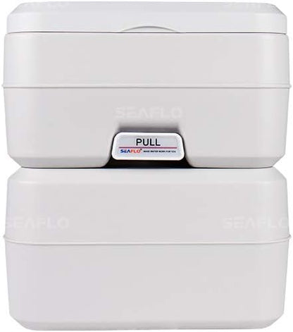 SEAFLO Premium Camping Portable Toilet - 5.8 Gallon Waste 3.43 Gall Fresh Tank (100 Flushes), 440 lbs Max Weight, Level Indicator, Sealed Waste Tank for RV, Boat, Elderly, Off-Grid, 4-Year Warranty