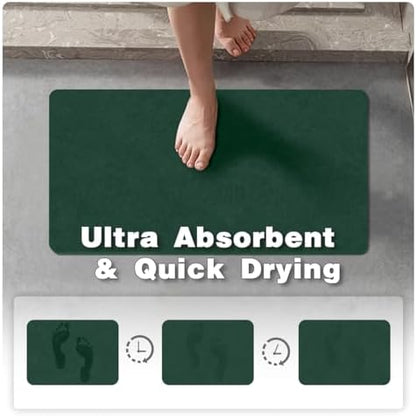 TYUU Thin Bath Mat, Small Bathroom Rugs Non Slip Washable, 16x24 Dark Green