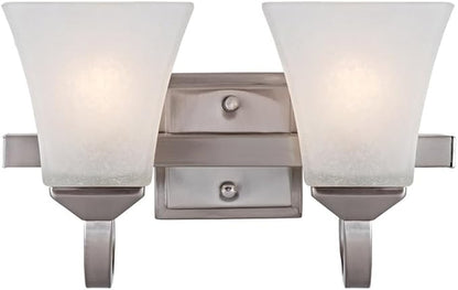 Design House 587774 Torino Traditional 2-Light Indoor Dimmable Up/Down Mount Bathroom Vanity Light with Frosted Glass for Hallway Foyer, Satin Nickel