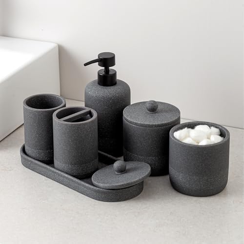 Bathroom Accessories Set, 6 PCS Bathroom Accessorry Set, Grey
